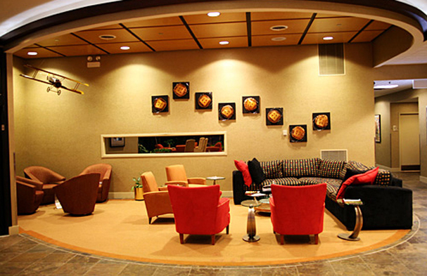Chicago's Midway Airport lobby for Atlantic Aviation, where we reinvented the space and created a new entryway.