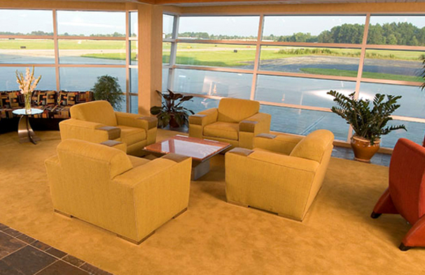 This is an example of an upscale Fixed Base operation creating a living room phenomenon rather than something industrial. 